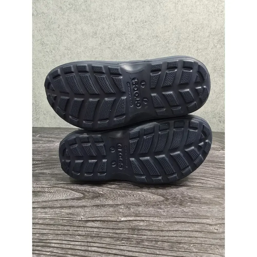 Crocs Kids Handle It Rain Boots Navy Blue Size J1 EUC Waterproof Pull On 12803